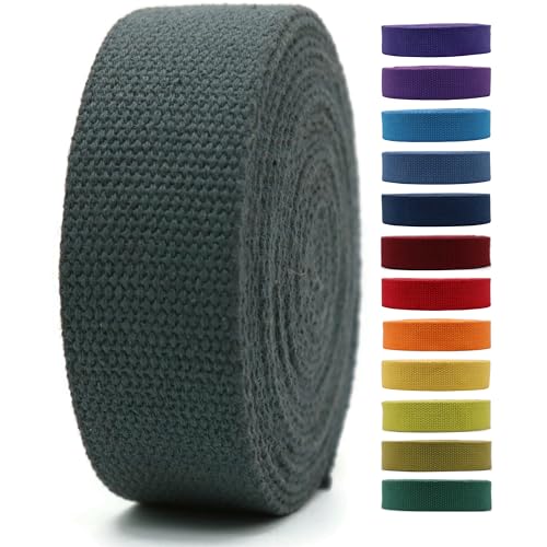 2" & 1.5'' & 1" Cotton Webbing - 5 Yards - 50+ Colors -%100 Natural Cotton - Turkish Woven - Heavy Duty 1 Inch 1.5 Inch 2 Inch Canvas Webbing for Sewing Straps Bag Climbing Indoors Craft DIY 11534…