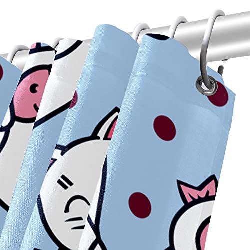 Rideau de douche étanche contre les fuites chat bleu