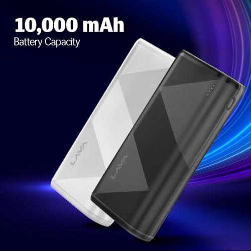 Image of Lava POWERMAX [10000mAh] 22.5W Premium Fast Charging Power Bank with Triple Charging Ports, Superior Graphic Design, Strong Polycarbonate Body & BIS Certified, Made in India (Black)