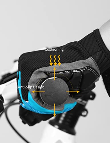 Kutook Mountain Bike Gloves, Gel Padded Cycling Gloves Full Finger Touch Screen Blue Medium #TOP5