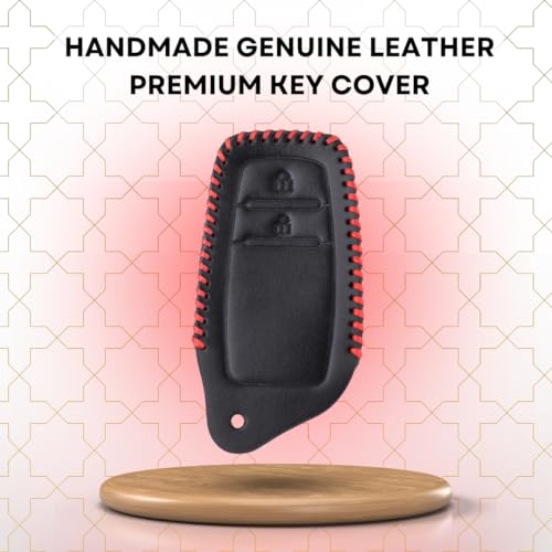 Image of KEYCEPT Classic Leather for Toyota Innova, Crysta, Fortuner, Hilux, Legender, Innova HyCross, Land Cruiser 2 Button Smart Key with Keychain (Type 2).