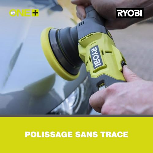 RYOBI Polisseuse 18V ONE+ 3000 7500 oscmin Diam. Oscillation 8 mm Patin 125 mm Retrait des Éraflures et Petites Rayures Livrée avec 3 Patins de Lustrage Polissage et Finition R18P 0 - vue 5