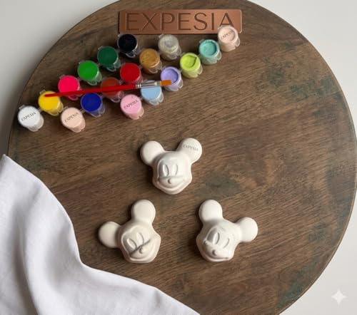 Image of EXPESIA Paint Your Own Figurine Kit for Kids - DIY Ceramic Painting Craft Set with Paints & Brush, Creative Arts and Crafts Activity, Birthday Return Gift, Educational Hobby Kit for Boys & Girls (Made in India (Cartoon Micky)