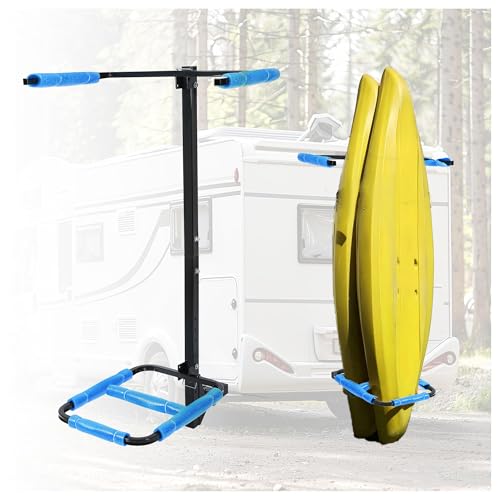 KUAFU RV Hitch Mount Kayak Rack Fits up to 12'' Kayaks Height Adjustable Vertical Standing Kayak...