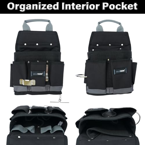 Image of MELOTOUGH Electrician Tool Belt Set, Padded Work Rig with detachable Tool Pouches and Utility Apron, Combo Harness with Carry Handles for Carpenter Construction