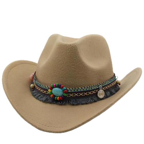 Generisch 2026 Elegante sombrero fedora para gorro de barco con ala clásico británico para niños niñas vaquero occidental fiesta de disfraces adecuado para 4 años, caqui, 54.0 cm
