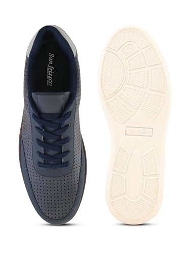 Image of San Frissco Men's Perforated Sneaker Casual Lace-Up Shoes | Soft Cushioned Footbed with TPR Sole | Comfortable and Trendy Casual Shoes for Office and College