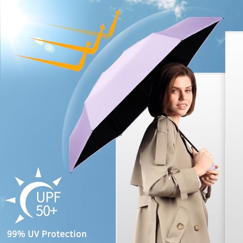 Yoobure Travel Umbrella Portable Compact Umbrellas, Pocket Mini for Purse, Umbrellas for UV Sun & Rain Small for Backpack, Umbrella with Case Folding for Kids Women