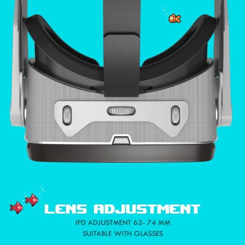 Image of Procus PRO Virtual Reality Headset - VR Headsets with 100-120 Degree FOV | 1 Year Warranty | Support Mobile Screen Size 4.7 inch-7.0 inch | 3.5mm Jack Inbuilt Headphones with VR Controller (Grey)