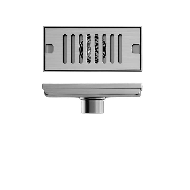 Rejilla Desague Ducha Desagüe de Piso Cepillado Acero Inoxidable baño 20-60CM Filtro desechos Cuadrado Colador Ducha Desagües(Brushed Middle,8.5x40cm)