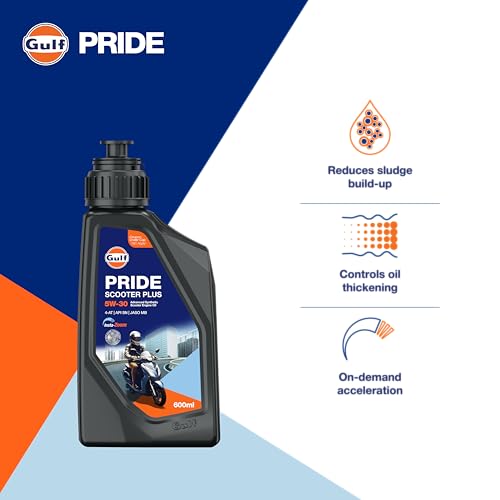 Image of Gulf PRIDE SCOOTER PLUS 5W30 4-AT API SN, JASO MB|BS 6 and earlier emission norms| Advanced 2 Wheeler Scooter Synthetic Blend Engine Oil [600 ml] - Pack of 1
