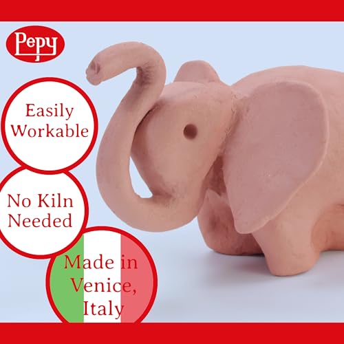 Pepy Premium European Air Dry Modeling Clay Terracotta 2.2 lb Bar, Easy to Use Air-Hardening Clay for Classroom and Montessori Sculpting and Crafts Projects
