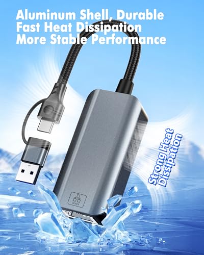Image of 5gb USB to Ethernet Adapter - 5000Mbps USB-A & USB C to RJ45 Network Converter 5g Fast LAN Ethernet Dongle for MacBook Air /Pro, HP, XPS, Laptop, Surface, iPad, iPhone 17 /16 /15 and Android Phone