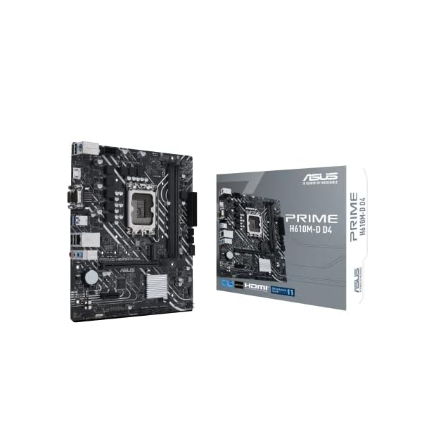 ASUS Prime H610M-D D4 - Placa Base mATX Intel H610 LGA 1700 (RAM DDR4, PCIe 4.0, M.2, Ethernet de 1 GB Realtek, HDMI, D-Sub, USB 3.2 Gen. 1, SATA 6 Gbps, Puerto COM, Conectores LPT y RGB)