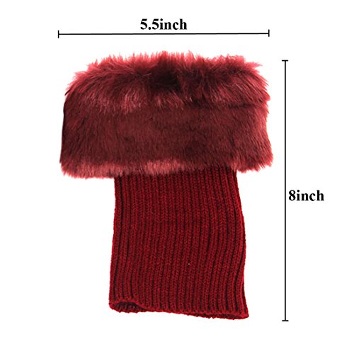 Image of Womens Fur Trim Boot Cuff Top Cover Leg Warmers