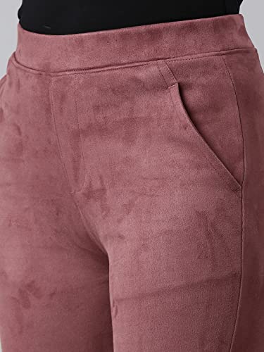 Image of GO COLORS Women Solid Mid Rise Suede Treggings
