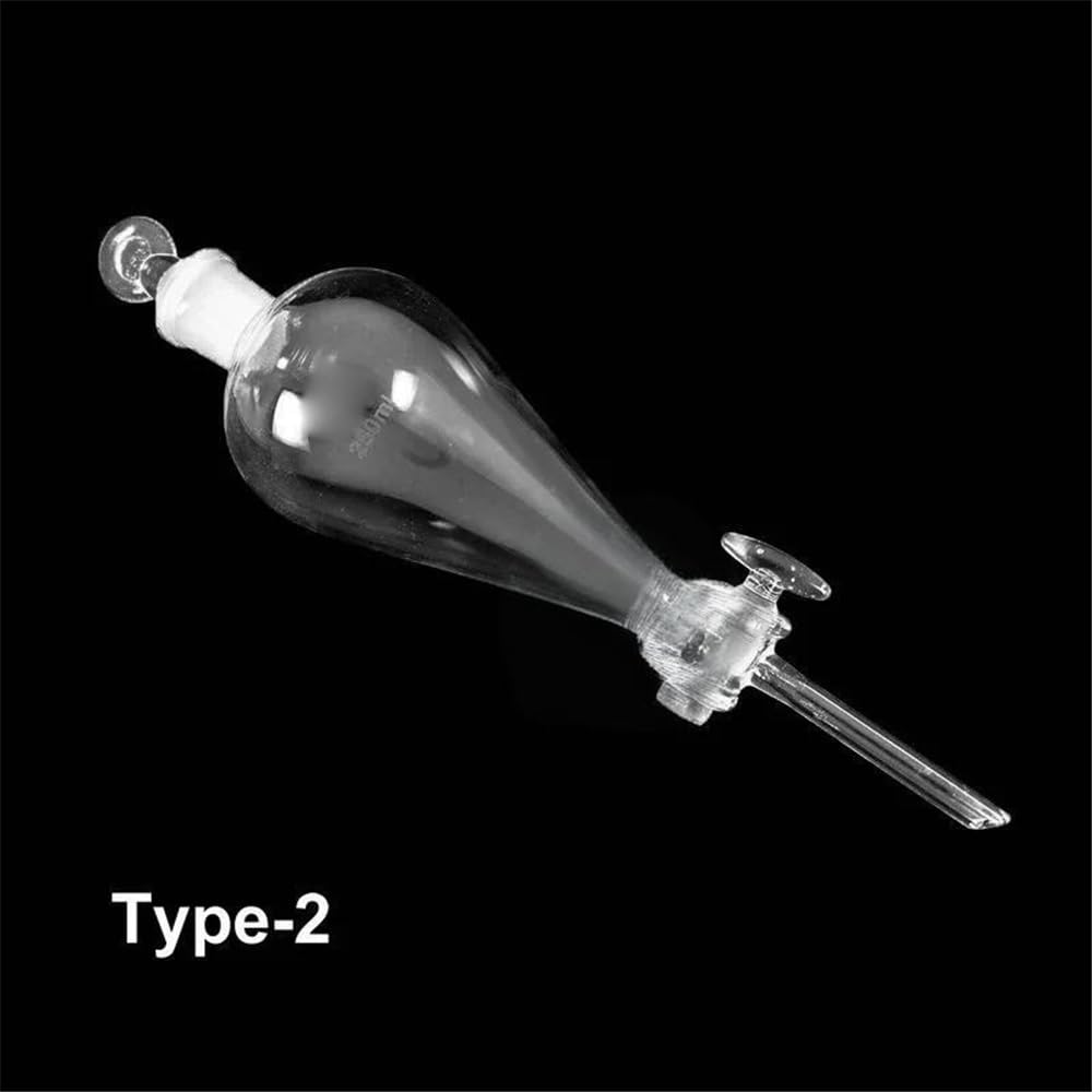 Embudo de separación de vidrio con pistón de vidrio for laboratorio (60 ml, 125 ml, 250 ml, 500 ml y 1000 ml)(1000ml (PTFE piston))