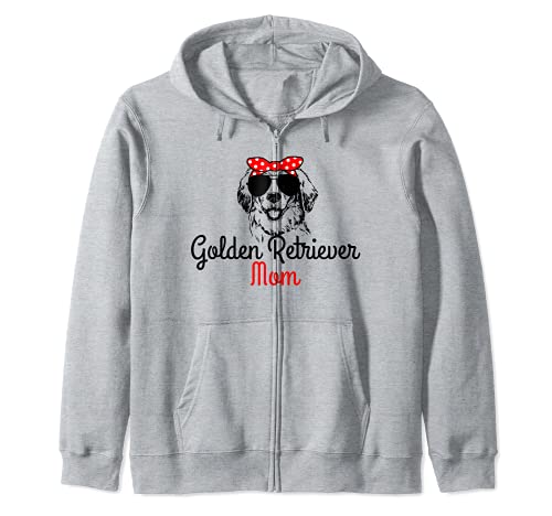 Golden Retriever Mom Vintage Funny Cute Dog Golden Retriever Zip Hoodie, Grey, S