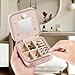 TRODANCE Plush Velvet Travel Jewelry Case Organizer, Small Travel Jewelry Box,Portable Jewelry Box Travel Mini Organizer Portable Display Storage Box For Rings Earrings Necklaces (Pink)