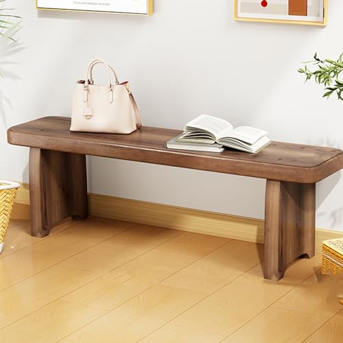 Banco de entrada de madera maciza, taburete cambiador de zapatos sin brazos, diseño simple para sala de estar y pasillo, banco de extremo de cama de dormitorio (150 x 20 x 25 cm)