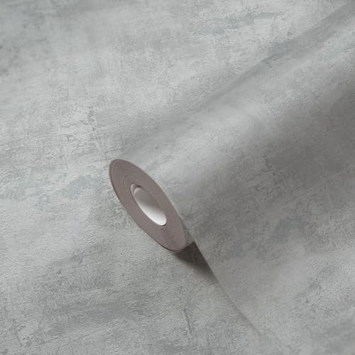 Papier peint non tissé gris haut de gamme effet plâtre précieux