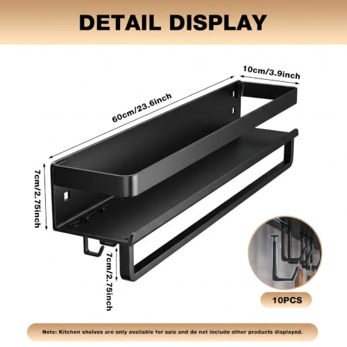 Image of Supvox 23.6 inch Wall Mount Carbon Steel Spice Rack Organizer