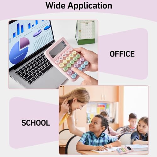 Image of Mechanical Calculator, Cute Pink Desk Calculator, Large Buttons