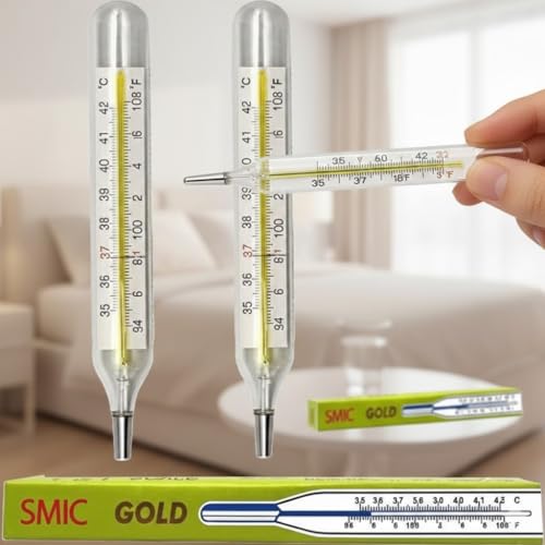 Image of MCP Healthcare Clinical Glass Thermometer for Underarm Thermometer for Adults and Kids, Accurate Professional and personal use SMIC Gold pack of 2