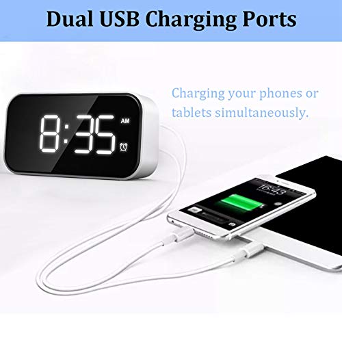 Despertador elétrico de LED com espelho Homyl, com soneca, alimentado por USB/AAA, para crianças e a