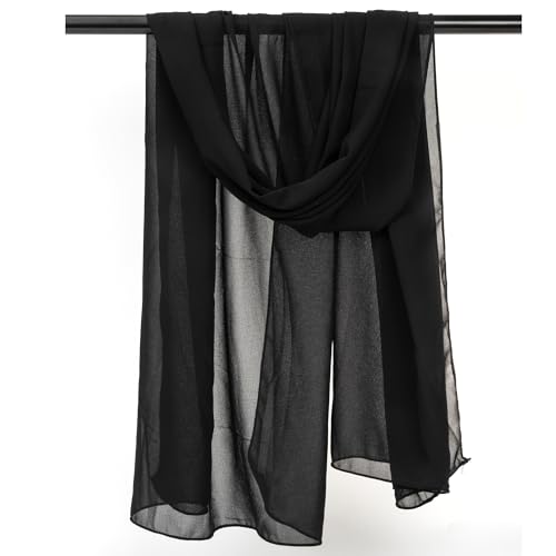 Women Lightweight Breathable Solid Color Black Red Soft Chiffon Long Fashion Scarves Sun-proof Shawls Wrap2