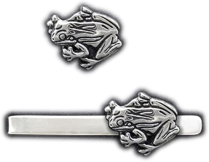 Tree Frog #2 Tie Tack or Tree Frog #2 Tie Bar in Solid Sterling Silver Hand Carved & Cast by Paxton