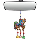 Colgante de caballo nuevo chino, decoración bordada portátil con borla y campana - decoración para chino nuevo | para bolsos, escaparates, hogar, oficina, cafetería, librería, pared,