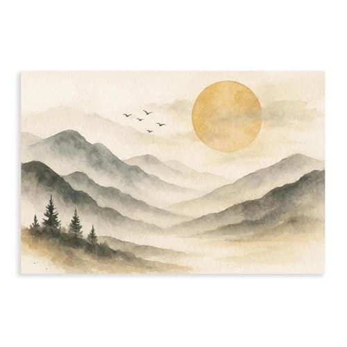 Poster minimaliste montagne en toile 61x91.4 cm pour deco salon
