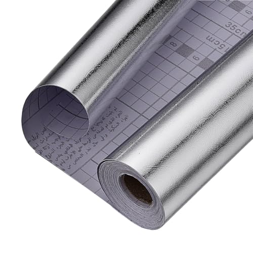 NbgrvB Pegatinas autoadhesivas de cocina a prueba de aceite, impermeables, resistentes a altas temperaturas, lámina de PET para armarios, fregaderos, estufas, salpicaduras, color plateado, 5 m, 12, 40