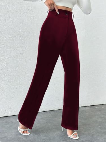 Image of Toochki Trousers for Woman Pants Women's Formal Office Korean | Black Track Pant | Straight | Cotton Spandex Stretchable Trouser | High-Waisted Bottom Wear