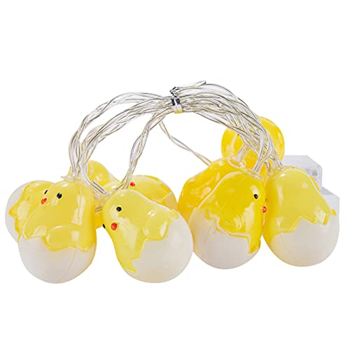 ikasus Guirlande Lumineuse Poussin Ouf de Pascua, 10 LED Veilleuse Mini Guirlande USB Luces Interiores, Decoración Pascua en Forma DOuf para Chambre Terrasse Interior y Exterior