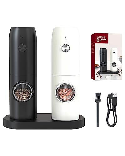 Produktfoto von NELUXFE Salz und Pfeffermühle Elektrisch Set, mit Einstellbare Feinheit | Wiederaufladbare Batterie | LED-Licht&hellip;