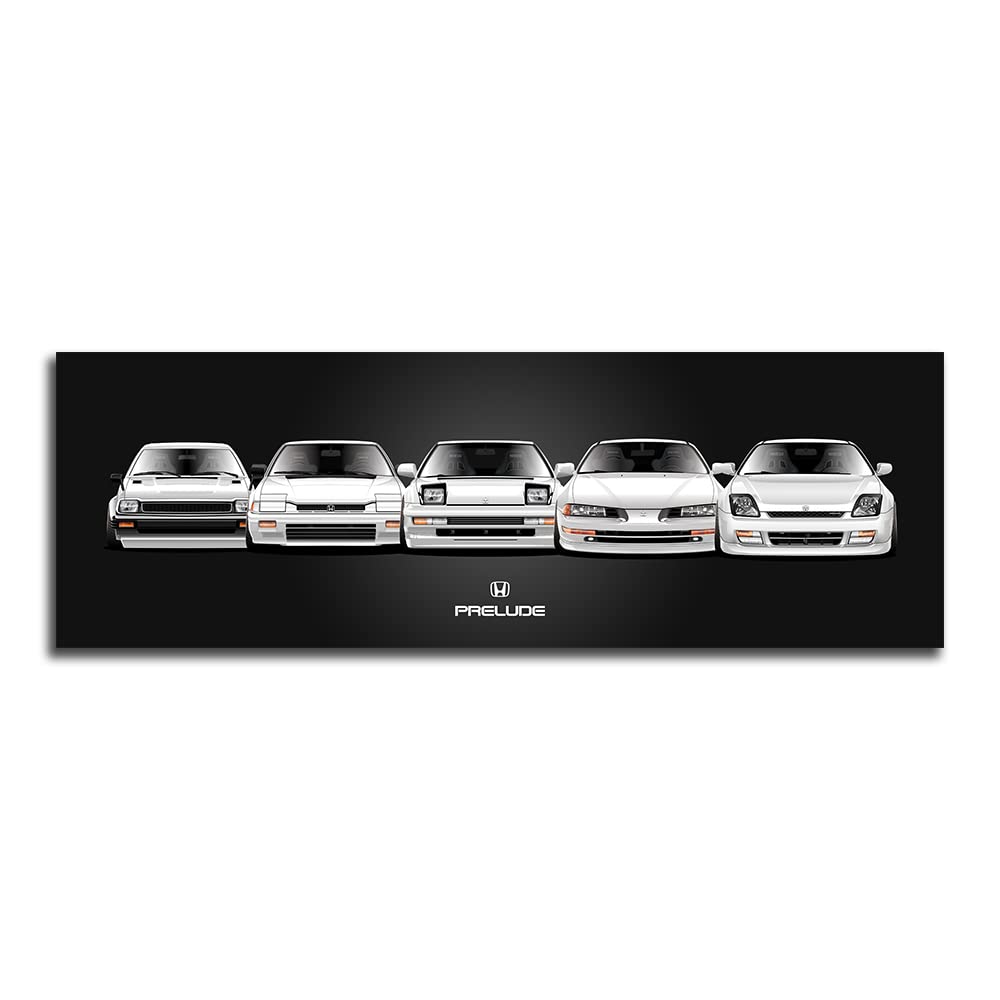 JDM Import tuner Fan Art Drawing Prelude Drift Drifting Poster Paper 12x36 inch