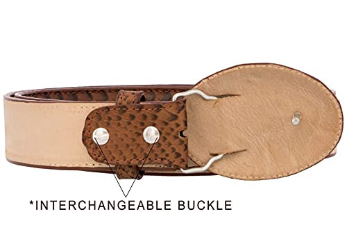 El Presidente Mens Cognac Snake Python Print Leather Cowboy Belt Rodeo Buckle3