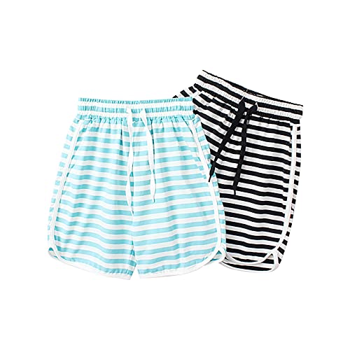 Kids Girl Striped Cotton Shorts Summer Casual Athletic Lightweight Breathable Elastic Jogger Running Beach Shorts3