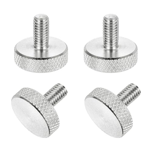 MECCANIXITY 4 Pcs M5x10mm Flat Head Knurled Thumb Screws, 304 Stainless Steel Fully Threaded Thumbscrew Bolts Fasteners for PC Computer Cases Graphics Card, Silver