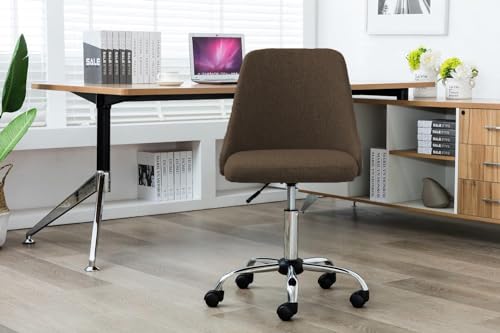 Image of Taskpro Fabric Upholstered Height-Adjustable 360 Swivel Revolving Office Study Desk Chair in Dark Brown Color