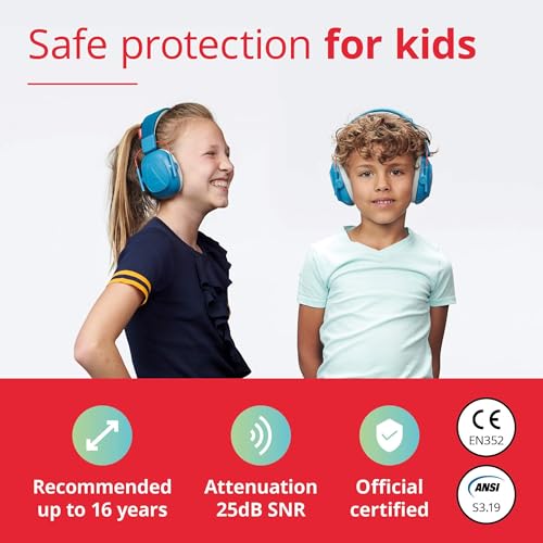 Alpine Muffy Kids - Hearing Protection - CE & ANSI Certified - Adjustable for Ages 3-16 years - Noise Cancelling Headphones - 22dB Sound Reduction Ideal for Protection and Concentration Aid - Blue - Image 4