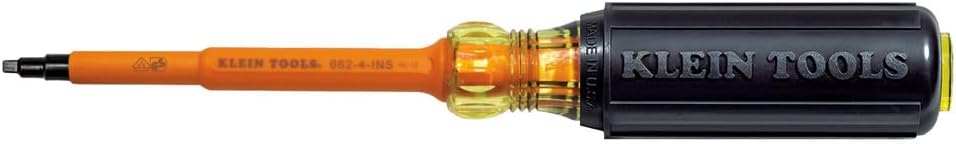 Klein Tools 662-4-INS Insulated Screwdriver, Made in USA, #2 Square-Recess Tip with 4-Inch Shank