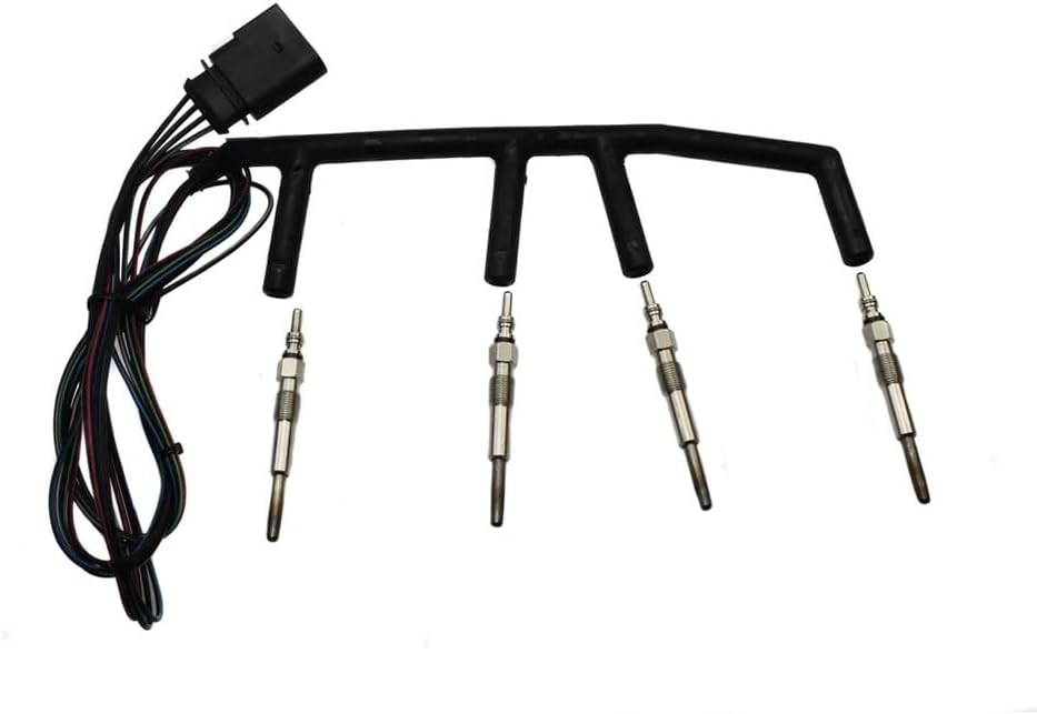 Heater Plug For VW For Golf For Jetta MK4 2002-2003 1.9TDI Dieasel Glow Plug With Wiring Harness 038971220C N10140105 (Glow Plugs 4pcs)