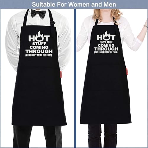 Funny Cooking Grilling BBQ Aprons for Men, Adjustable Chef Kitchen Apron with 2 Pockets, Birthday Christmas Gifts for Men, Him, Dad