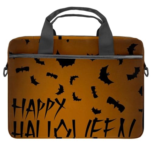 Maletín negro para portátil de 14 pulgadas con murciélagos de Halloween