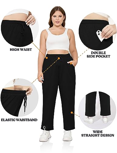 FOREYOND Plus Size Sweatpants for Women Wide Leg Yoga Pants Workout Pants 1XL-5XL4