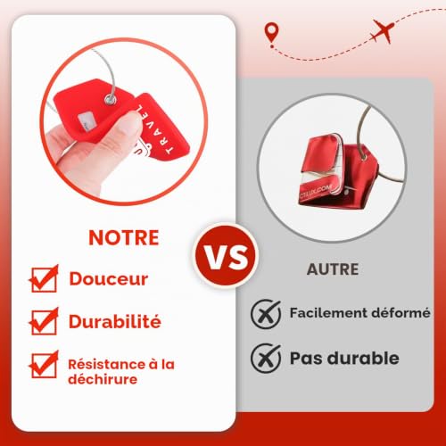 Teskyer 5 Pièces Etiquette Valise - Silicone, Durables, Visibles, Souples, avec Boucles en Acier, avec Carte d'Identité, Étiquettes de Bagage, Voyage Accessoires – Image 3