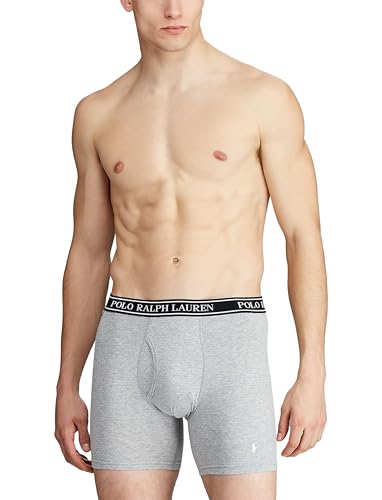 Image of POLO RALPH LAUREN Underwear Boxer Brief, 3-Pack, Stretch Classic Fit, Moisture Wicking Pouch, Regular, Trunk & Long Leg
